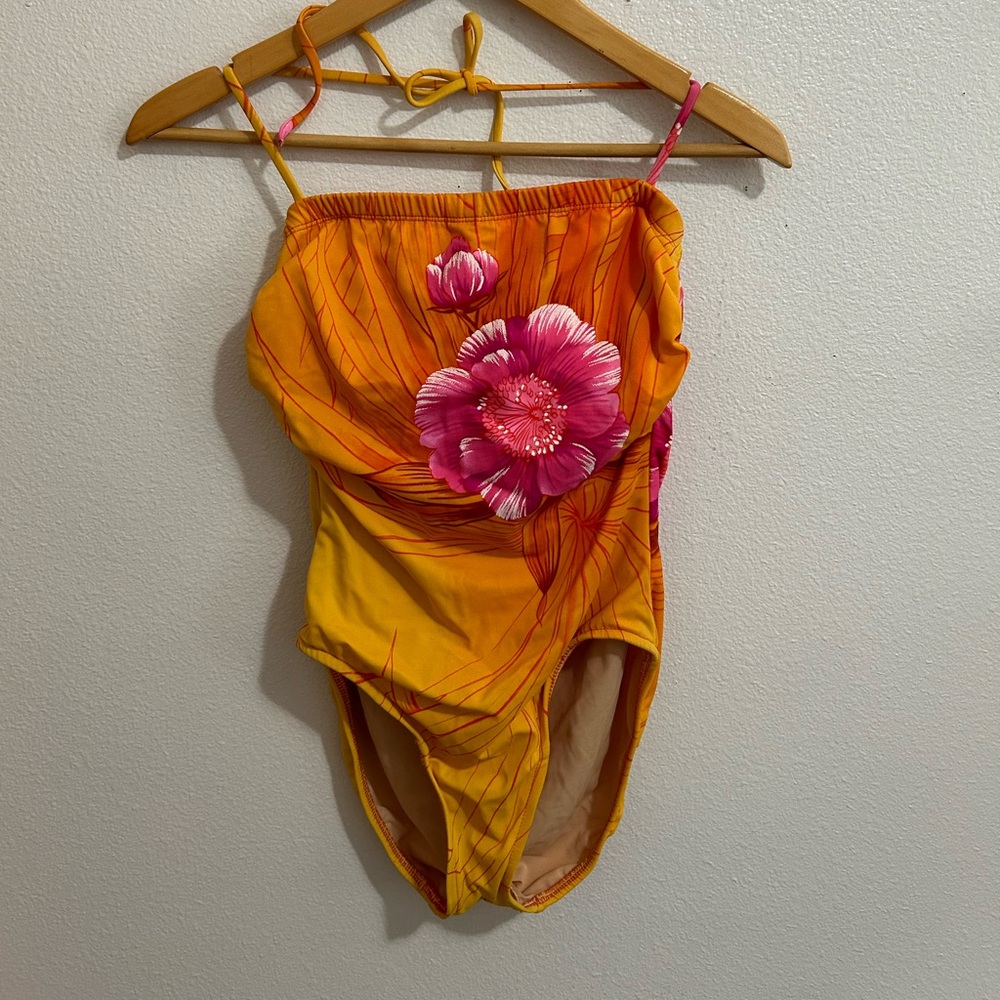 Sunset floral one piece swimsuit, size 8